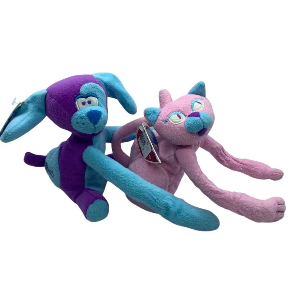 Vtg 2000 Floppy Friends Forever Plush Hugging Dog & Cat‎ Stuffed Animals 7